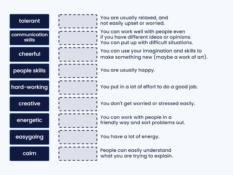 Skills and qualities (language for job interviews) - Match up