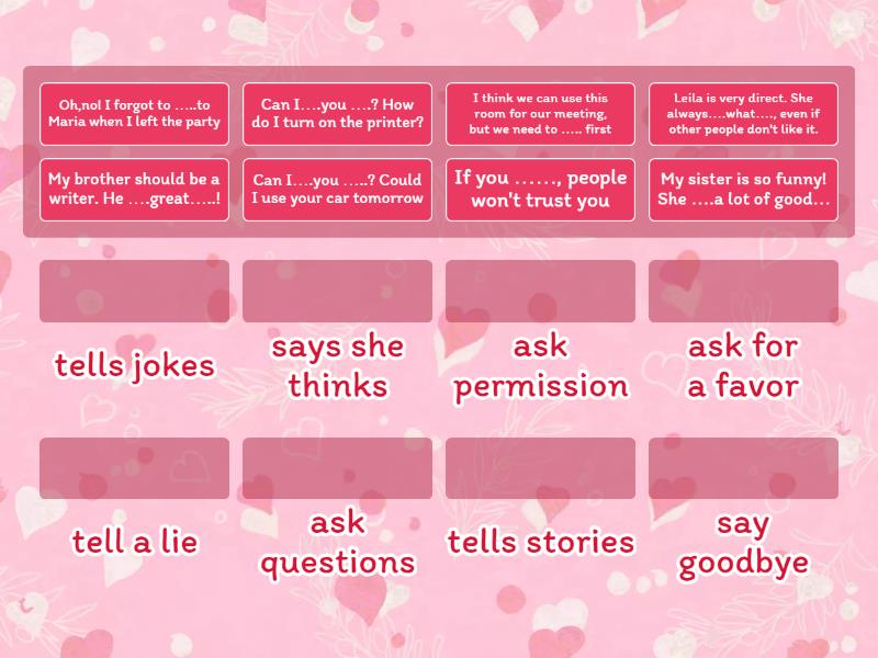 Complete the sentences with the right verbs - Match up