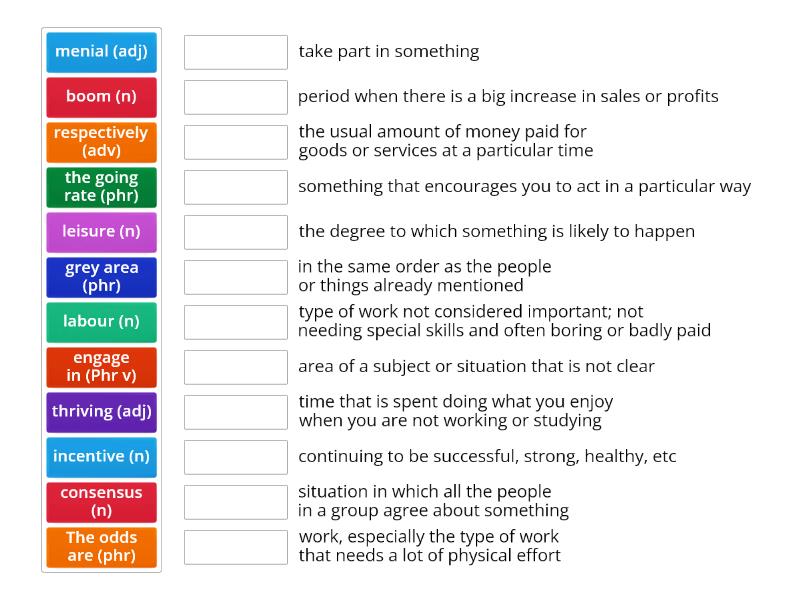 QS5 RW U2R1 Vocabulary - Match up