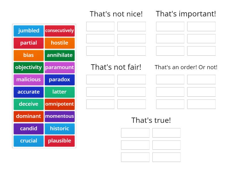 ACT Vocabulary 2 - Group sort