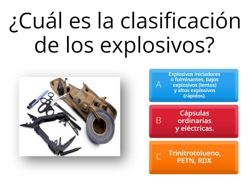 Prueba para verificar conocimientos de explosivos - Quiz