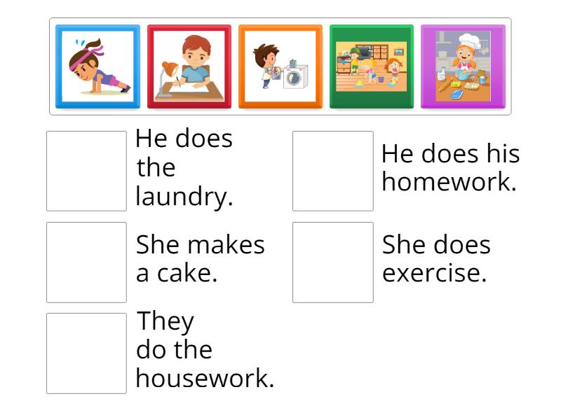 Match the pictures with the sentences. - Match up