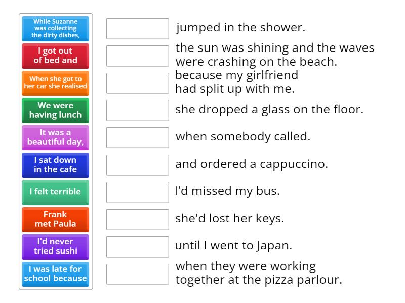 SO B1+ Unit 1A Narrative tenses - match - Match up