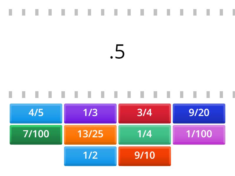 Fraction and Decimal Equivalency - Find the match