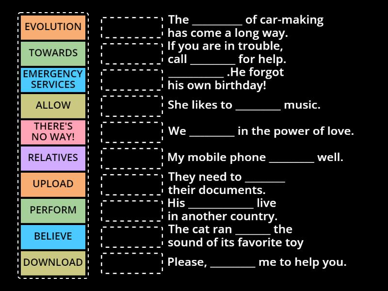 Sentences 7 - Match up