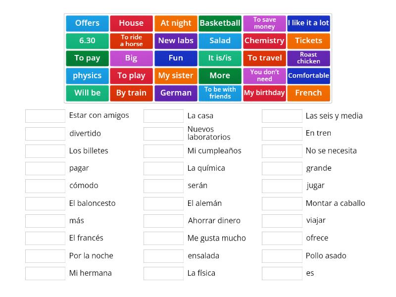 GCSE Spanish Baseline Listening Test - Match up