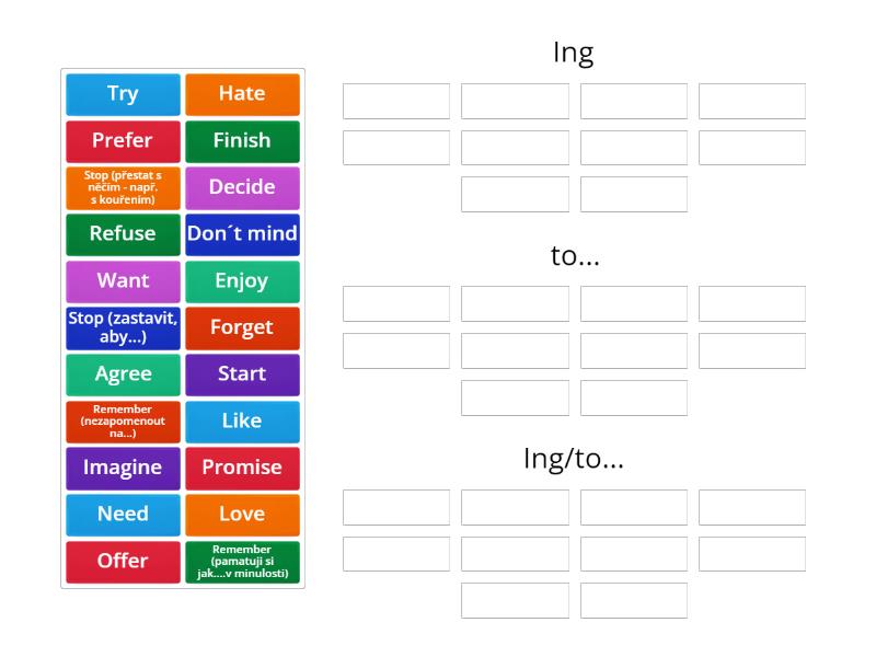 4P 4A Verb + ing or infinitive - Group sort