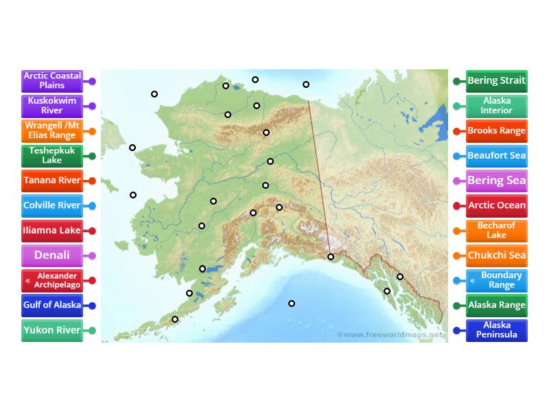 Geography of Alaska physical features and waters Labelled diagram