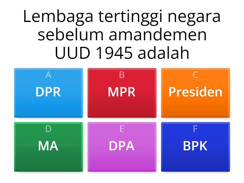 Lembaga Negara Sebelum Dan Sesudah Amandemen - Cuestionario