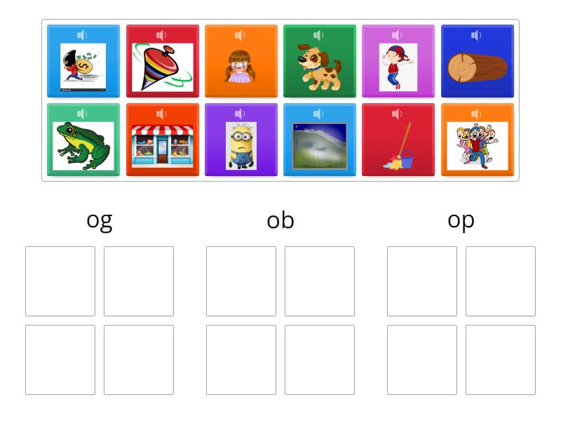 ob, og, op family words activity - Group sort