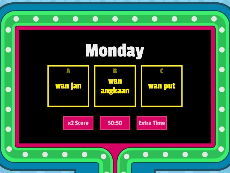 Days Of The Week Gameshow Quiz