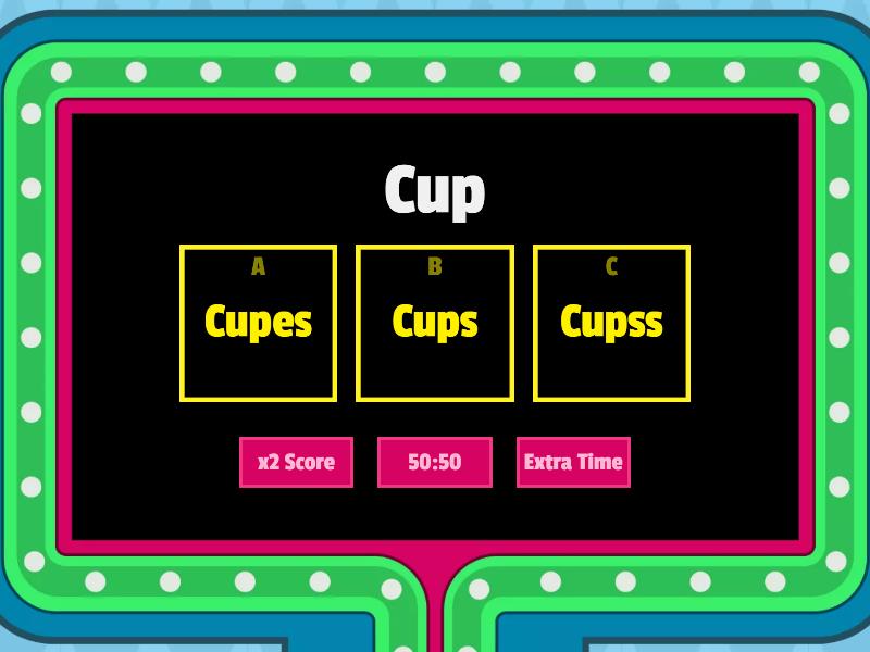 Singular And Plural Nouns - Gameshow Quiz