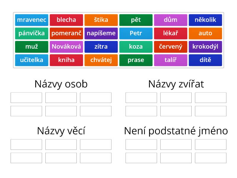 Podstatná jména - Group sort