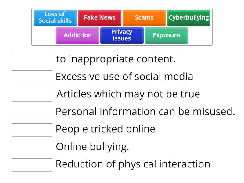 Disadvantages Social Media Risks - Match up