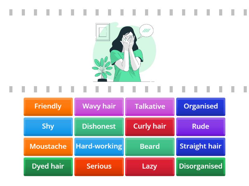 Personality adjectives and hairstyles - Encontre a combinação