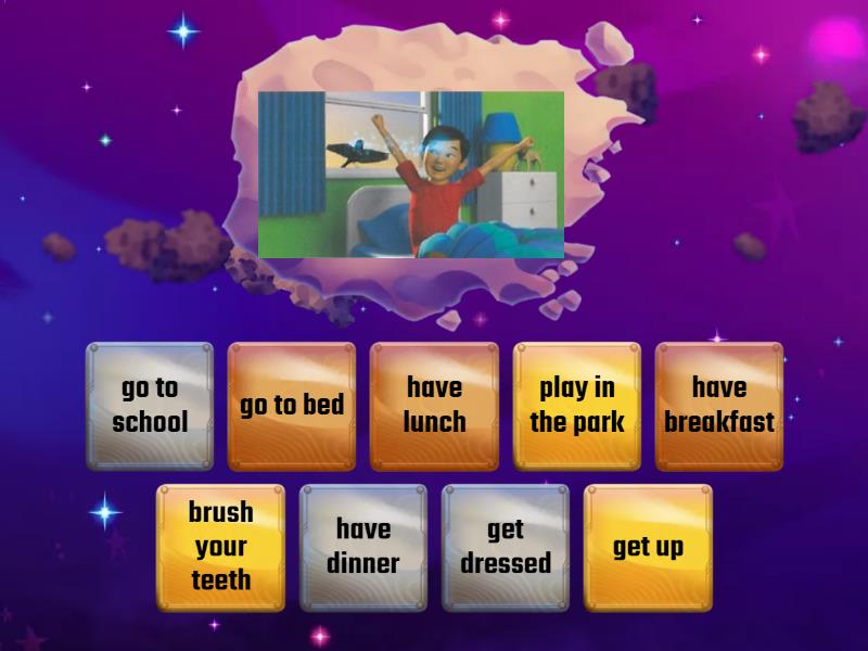 Practice Vocabulary Super Minds 2 | My day - Find the match