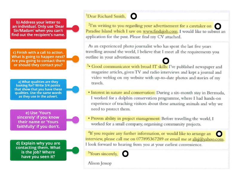 how to label a cover letter