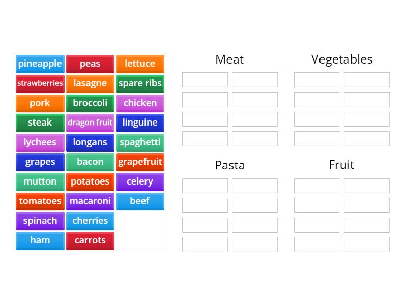 Types of food - Group sort