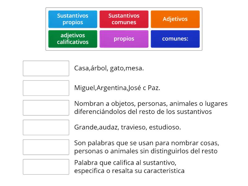 Sustantivos Y Adjetivos Match Up