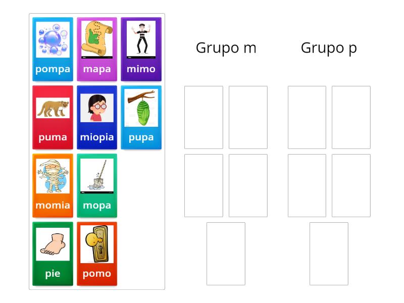 Identificamos palabras con m y p - Ordenar por grupo