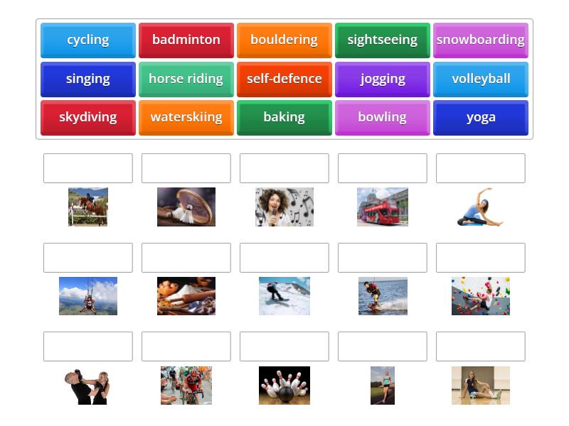 Vocabulary - Activity - Which activity would you like to try? - Match up