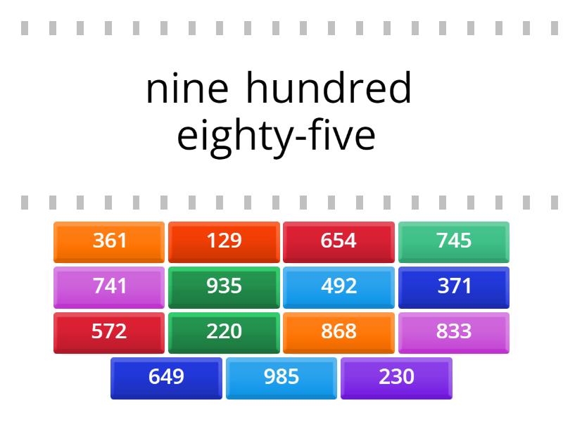 Numbers 100-999 - Find the match