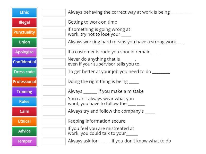 Workplace Behaviour - Match up
