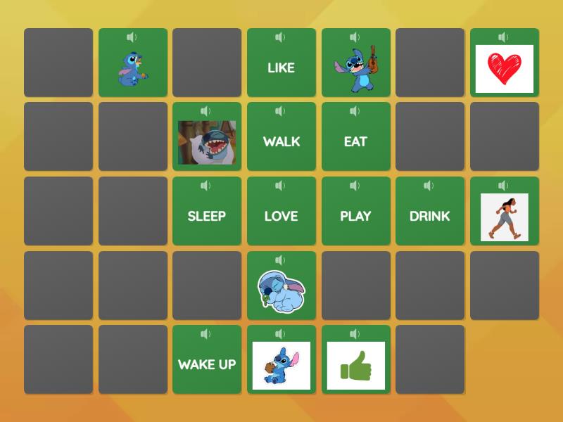 Stitch Verbs Matching pairs