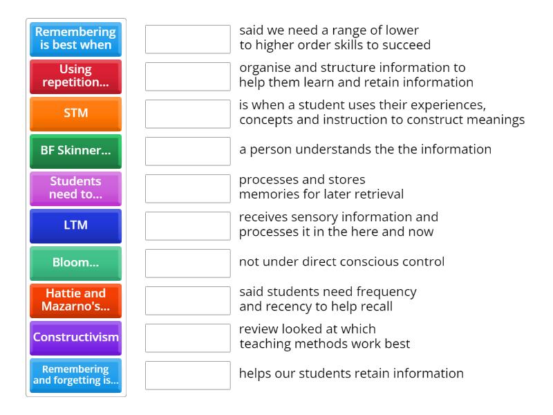 Memory and constructivism - Match up