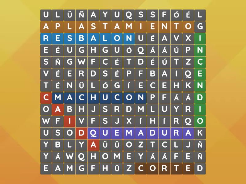 Riesgos - Sopa de letras