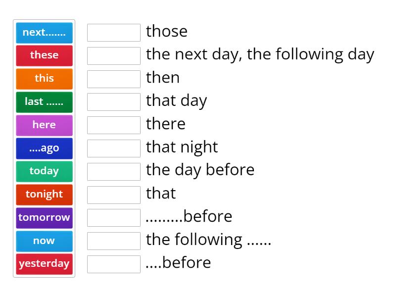 reported speech - Match up