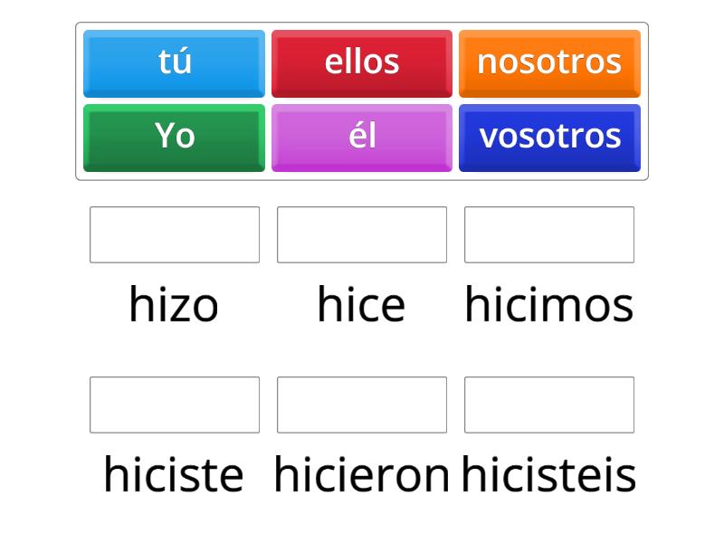 hacer indefinido - Match up