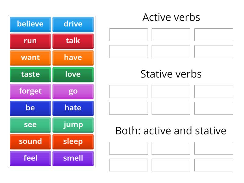 Active and Stative verbs - Групповая сортировка