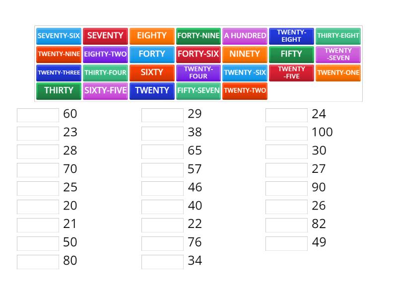 numero da 11 a 20 in inglese