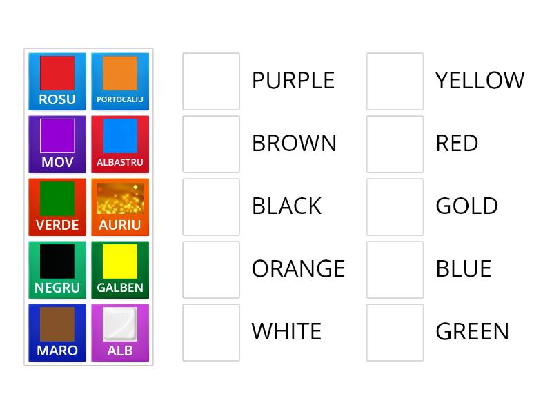 Colours in English and Romanian - Match up