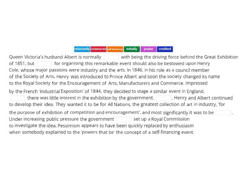 The Great Exhibition Part 1 Complete the sentence