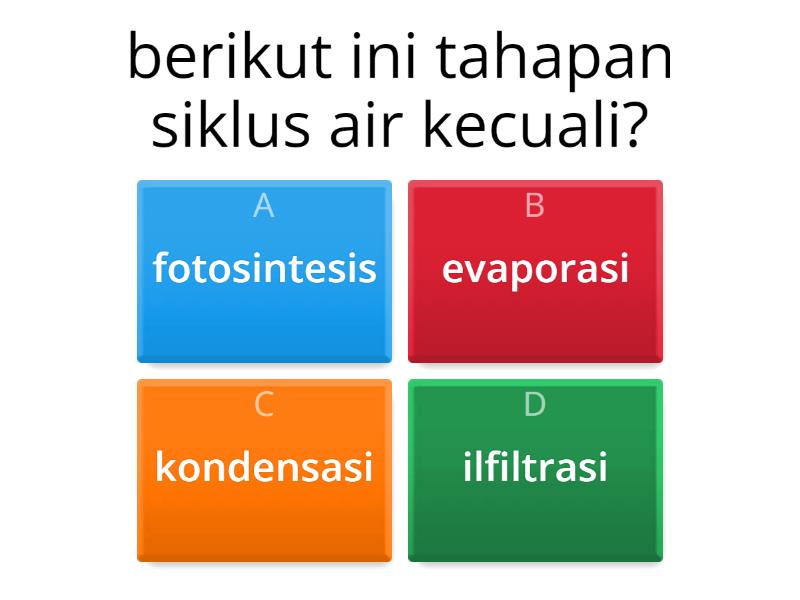 Siklus Air Dan Kaitanya Dengan Keterampilan Air - Quiz