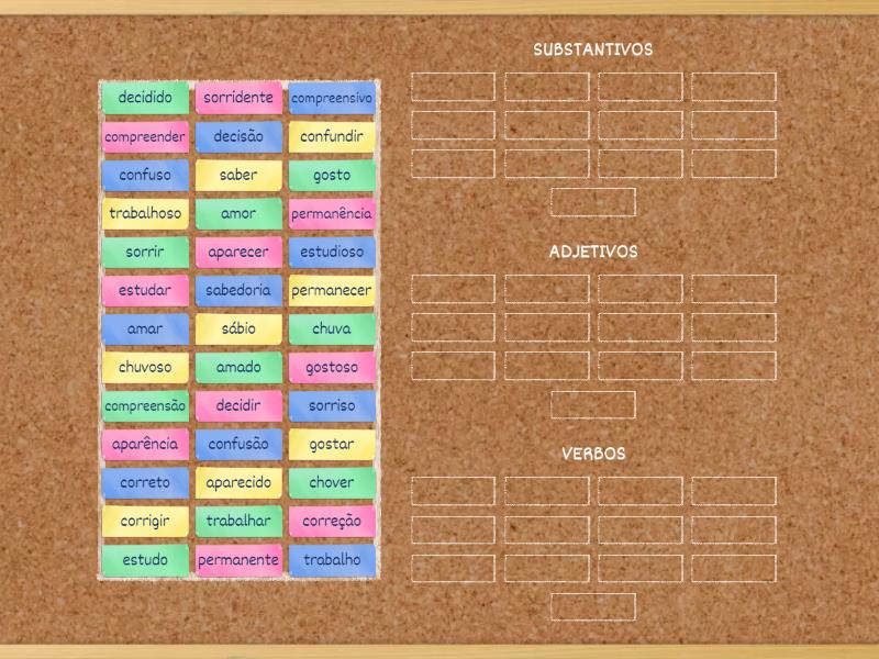 Classifique Em SUBSTANTIVO, ADJETIVO E VERBO - Group Sort