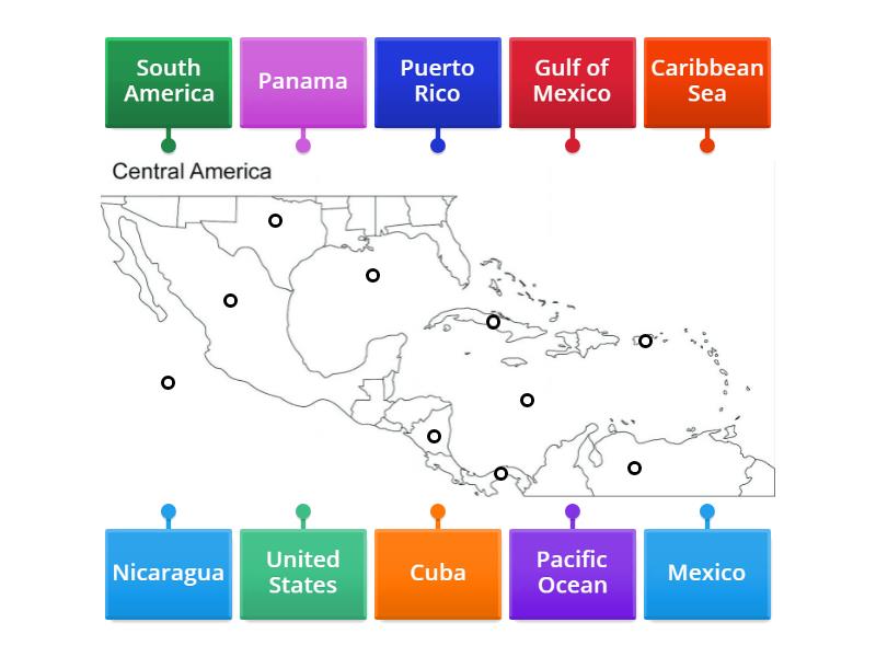 central america on world map labeled