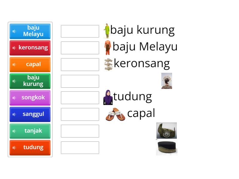 Aktiviti Penggal 1 'Padankan perkataan dengan gambar' - Match up