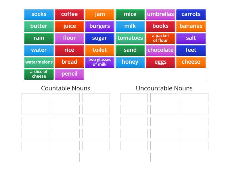Countable Uncountable Nouns Online Game