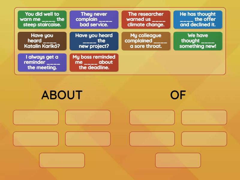 Verbs and prepositions 2 - Group sort