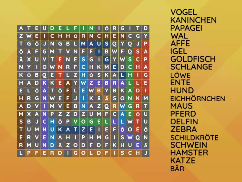 Tiere - Wordsearch