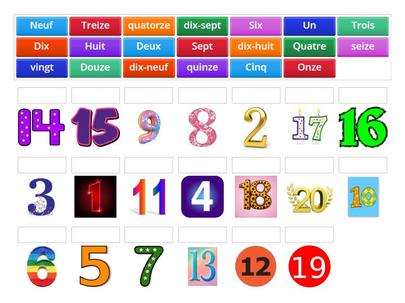 French numbers 1-20 - Match up