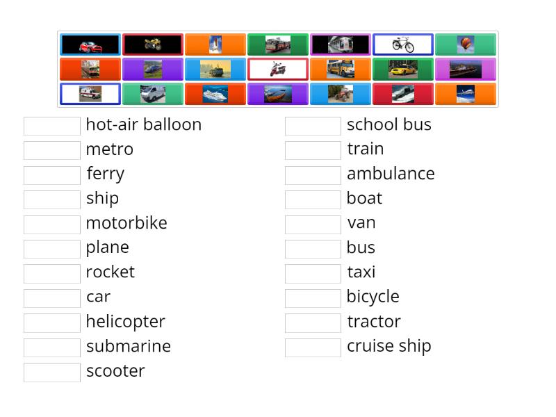 AE1 Unit 3a Means of Transportation - Match up