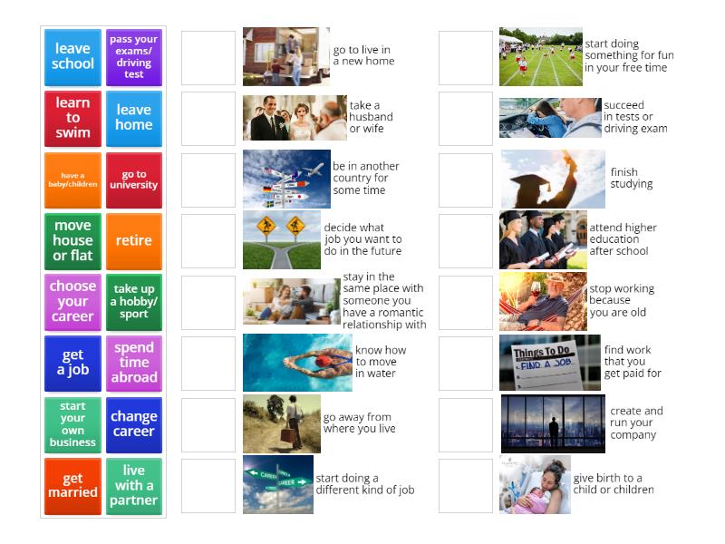 Navigate B1 unit 4.1 life events - Match up