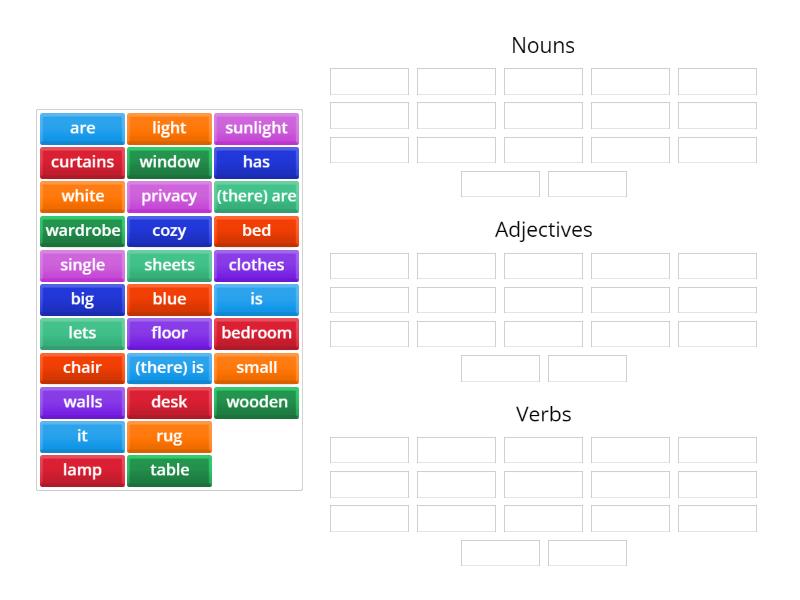Put the words in the correct column - Group sort