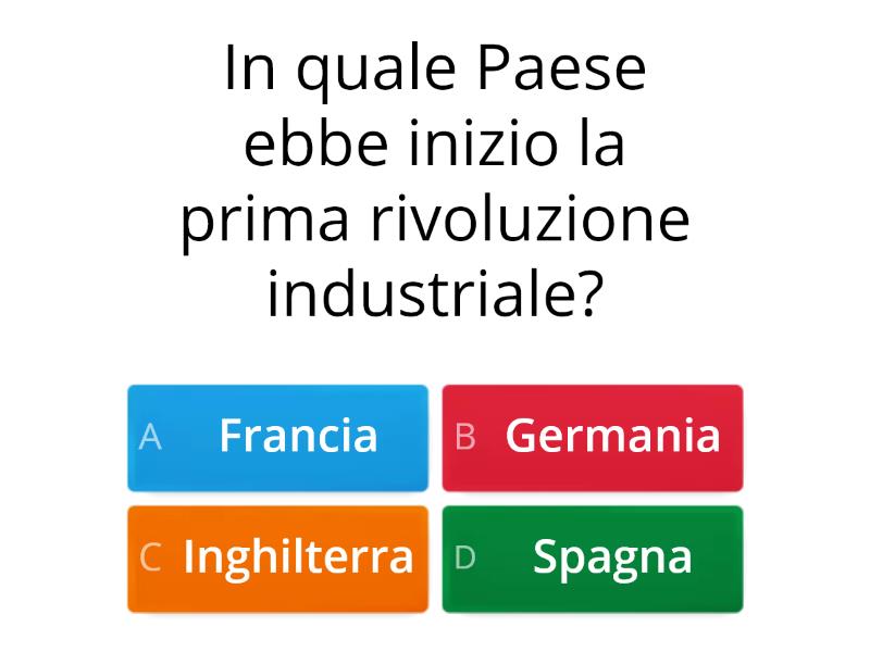 La Prima Rivoluzione Industriale - Quiz