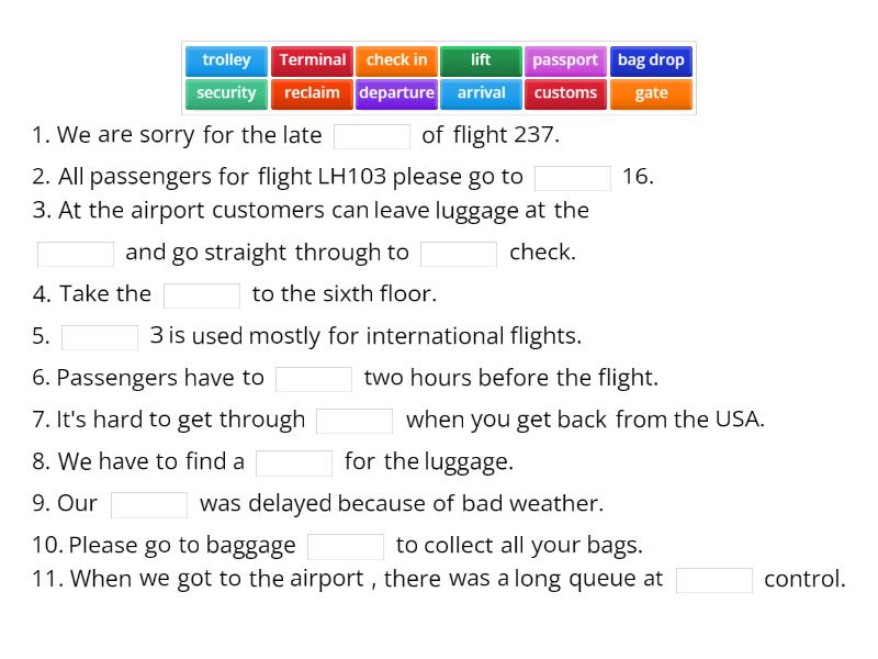 Airports (EF 4 Pre-Int 3A) - Complete the sentence