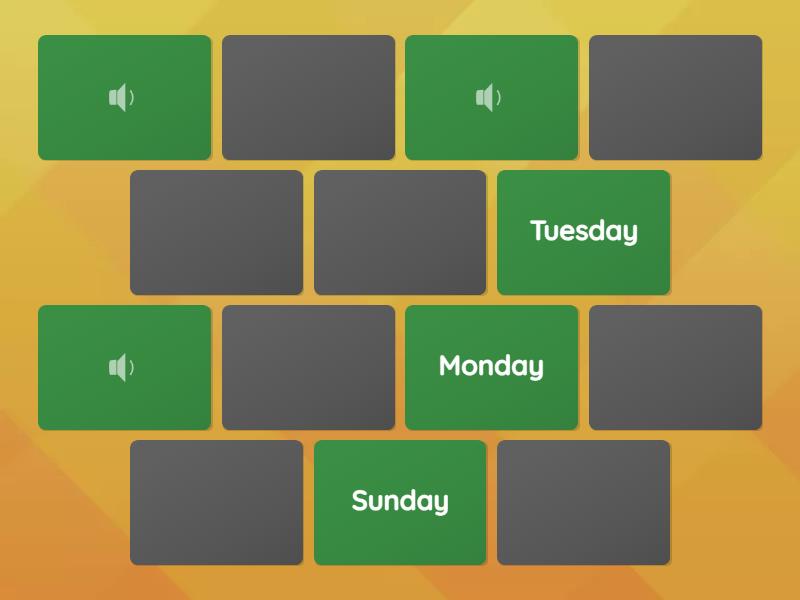 Days of the Week. Audio - Matching pairs